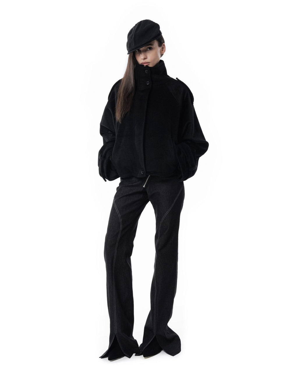 Black High collar coat