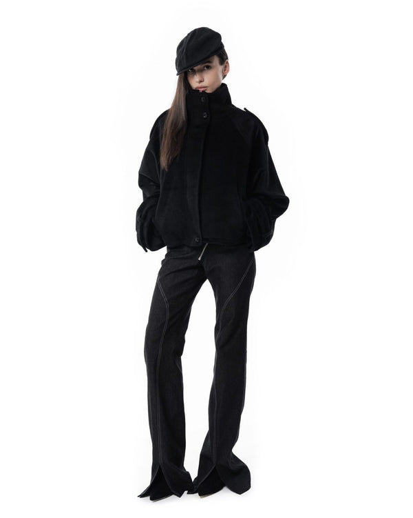 Black High collar coat