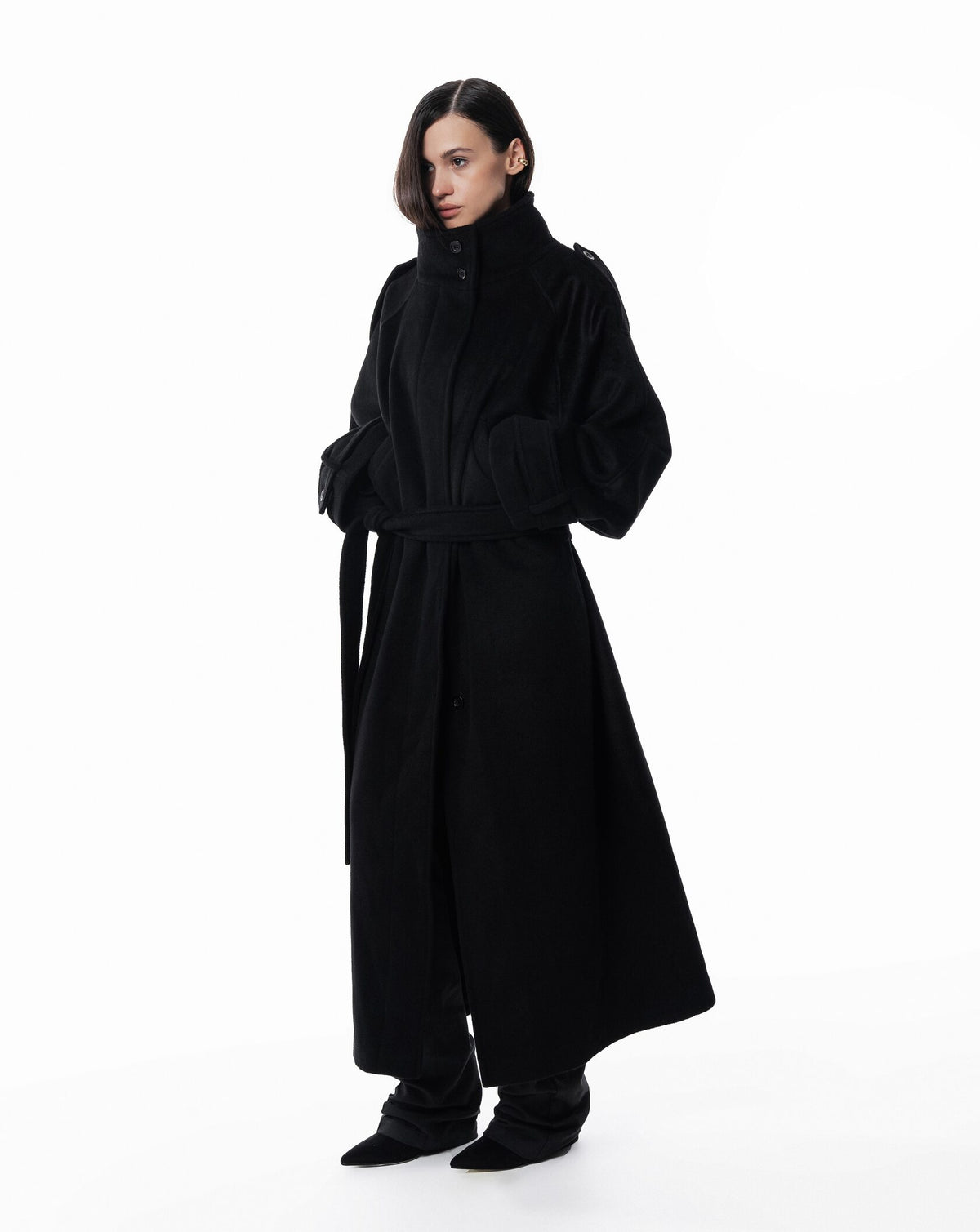 Maxi high collar coat