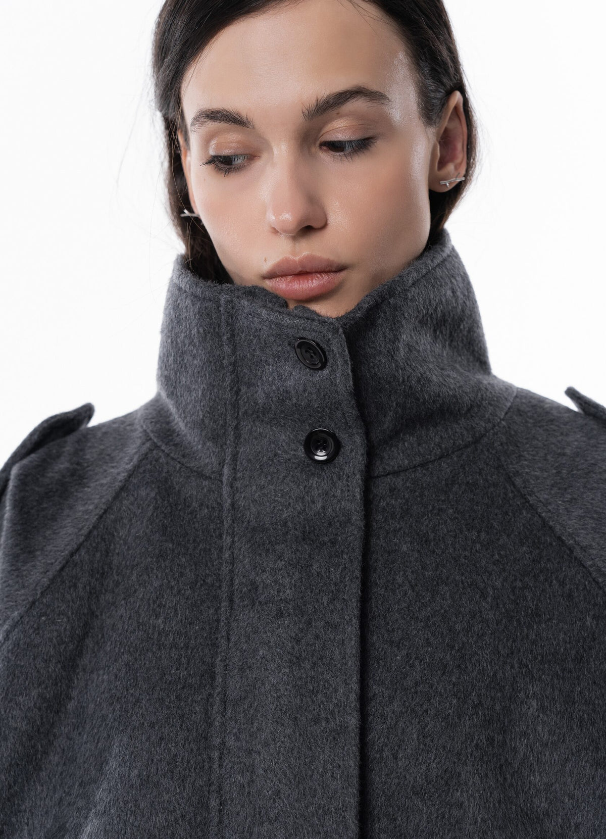 Gray High collar coat