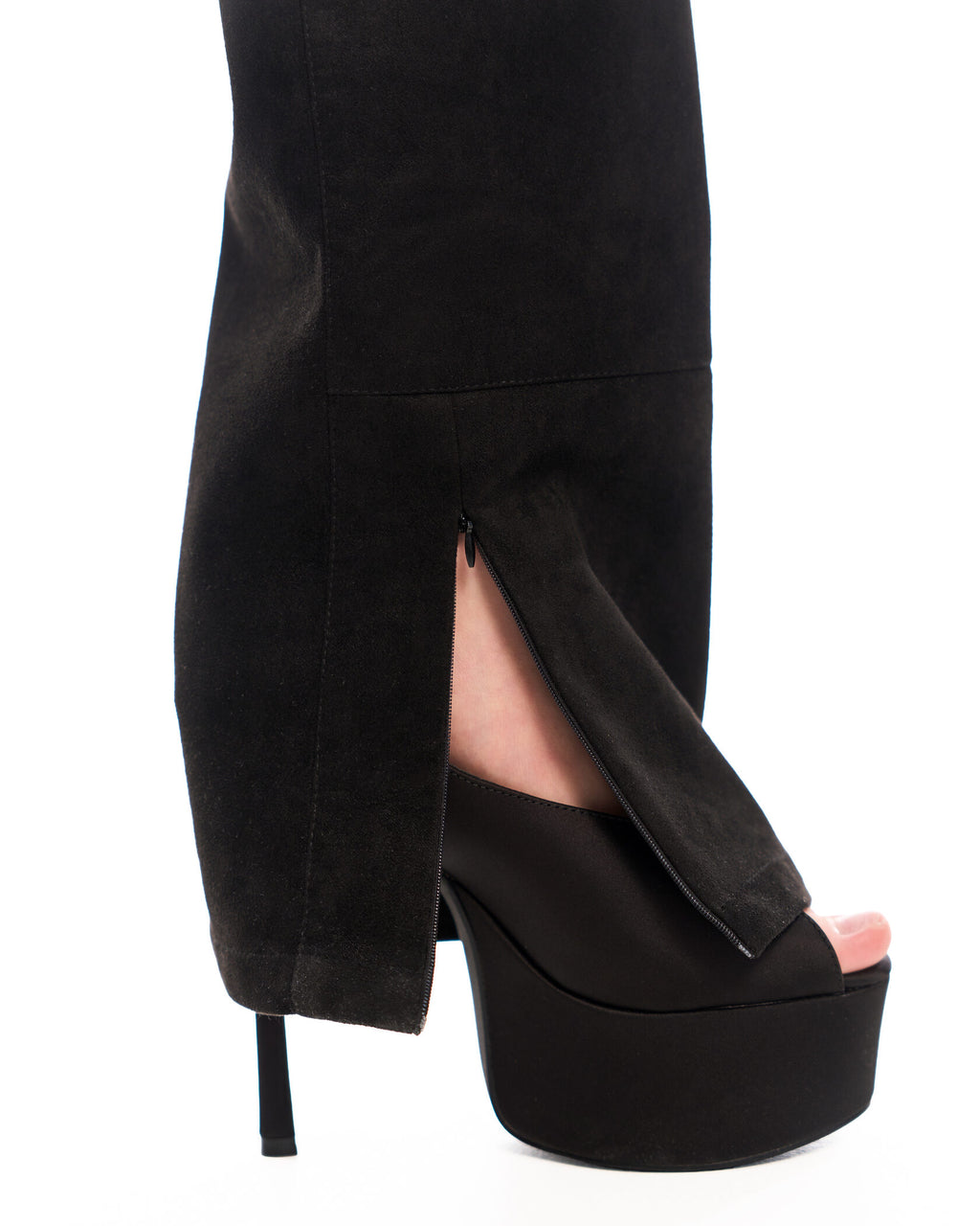 Suede low rise pants