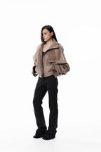 Beige High collar coat