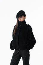 Black High collar coat