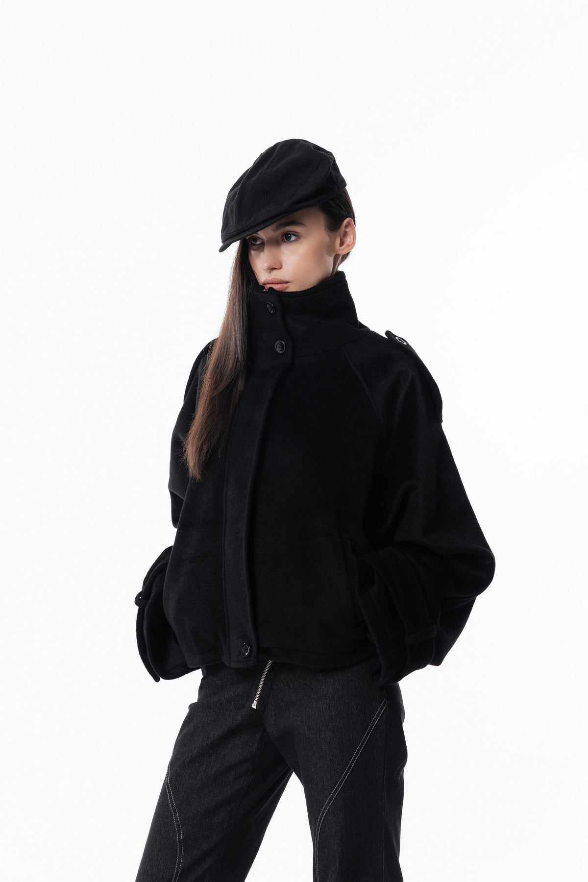 Black High collar coat