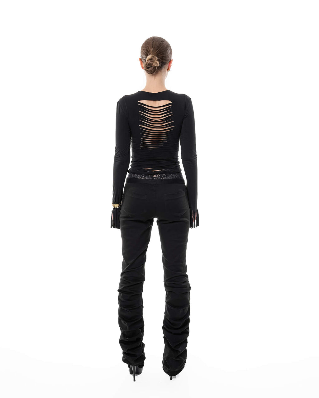 Black draped jeans