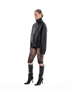 Leather bomber jacket