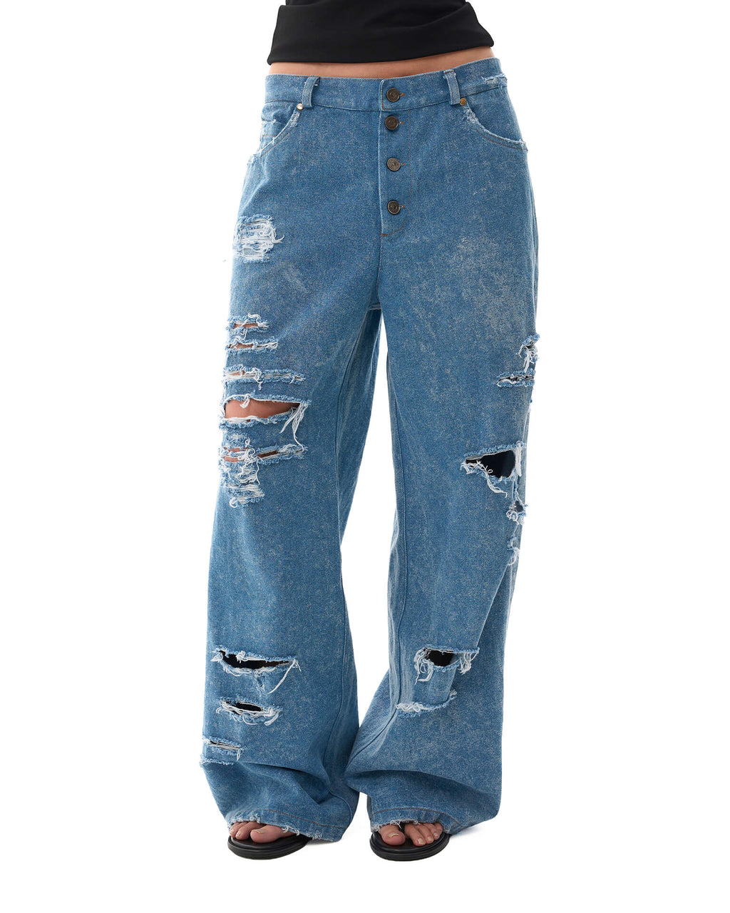 Washed distressed denim