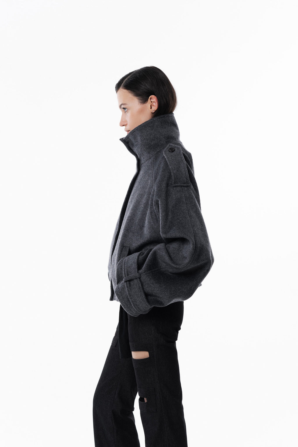 Gray High collar coat
