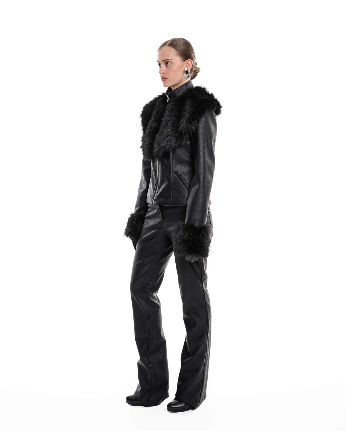 Fur leather jacket