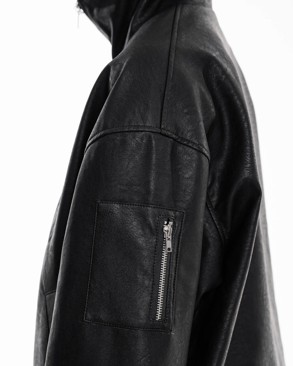 Leather bomber jacket