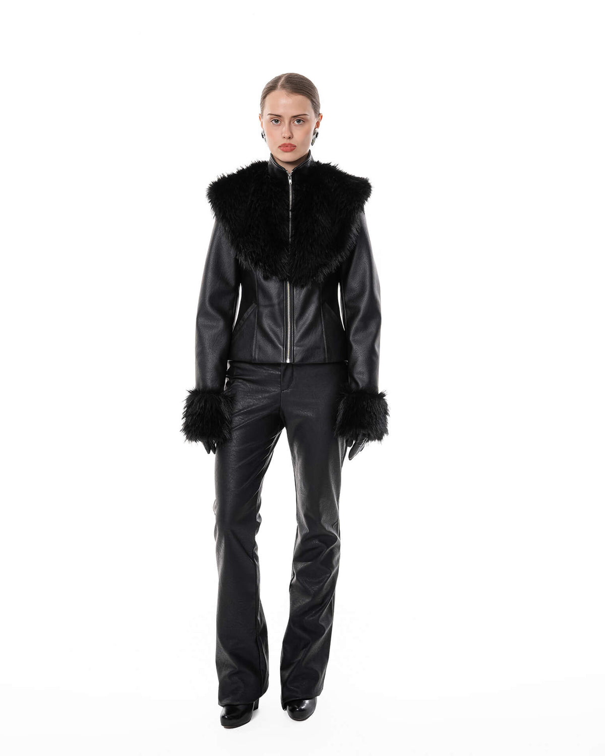 Fur leather jacket