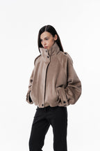 Beige High collar coat