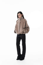 Beige High collar coat