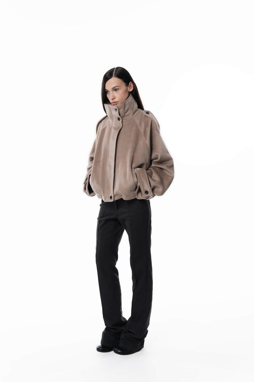 Beige High collar coat