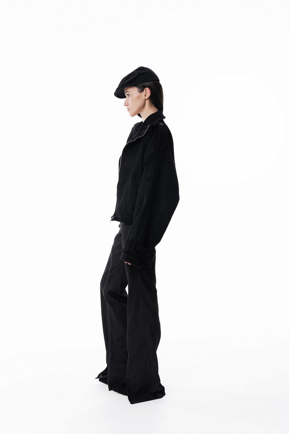 Black High collar coat