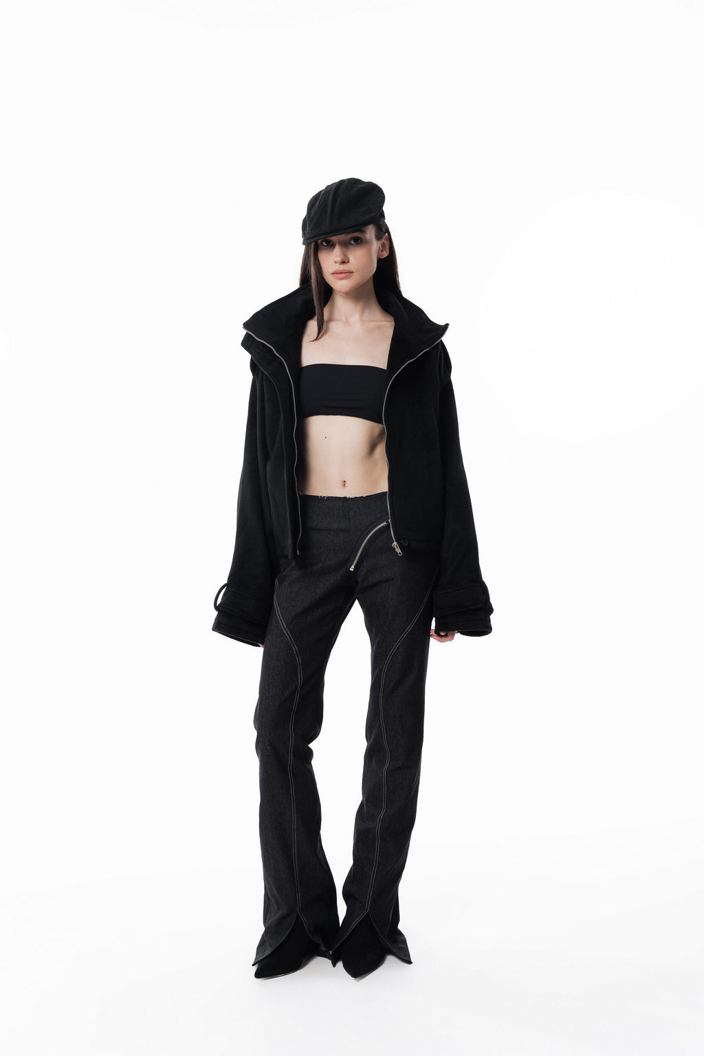 Black High collar coat