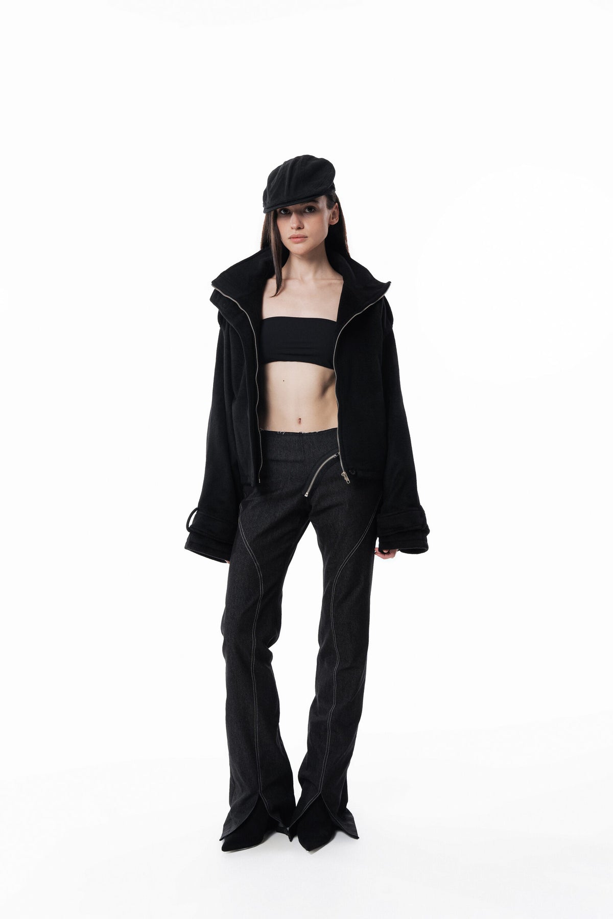 Black High collar coat