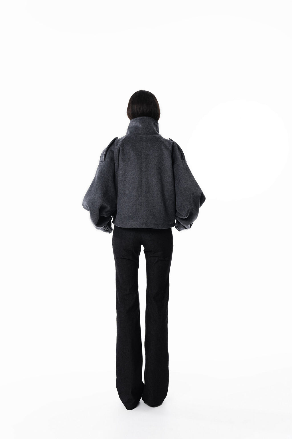 Gray High collar coat