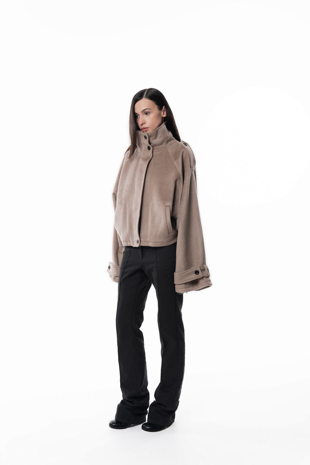 Beige High collar coat