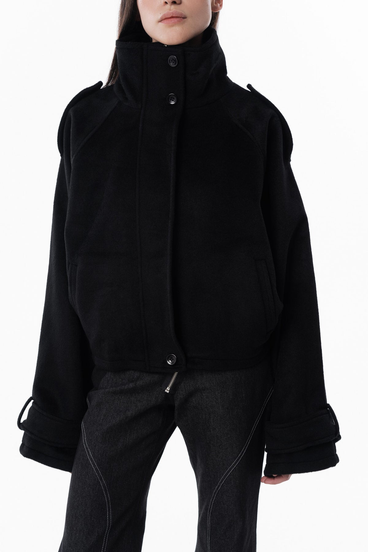 Black High collar coat