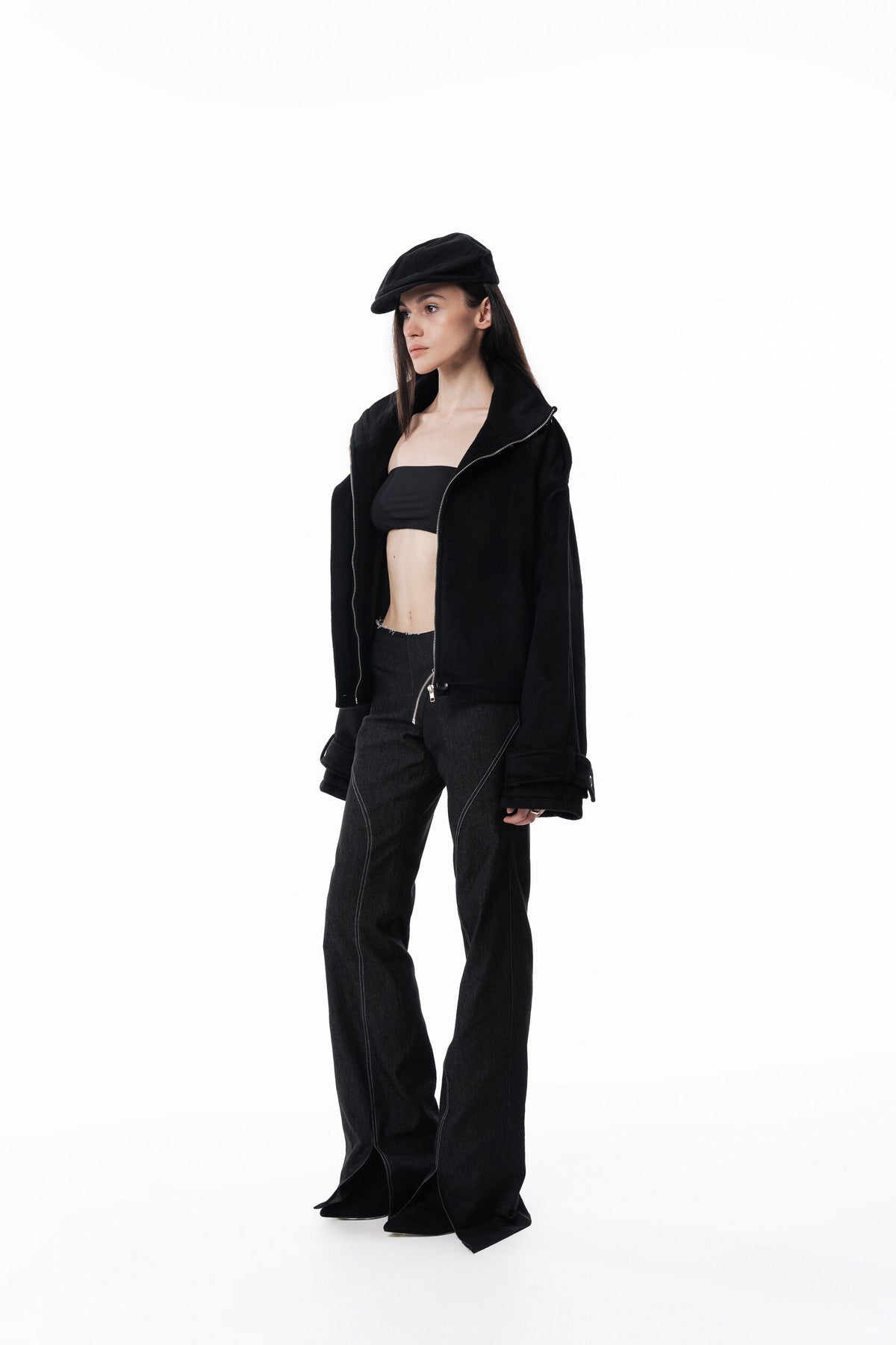 Black High collar coat