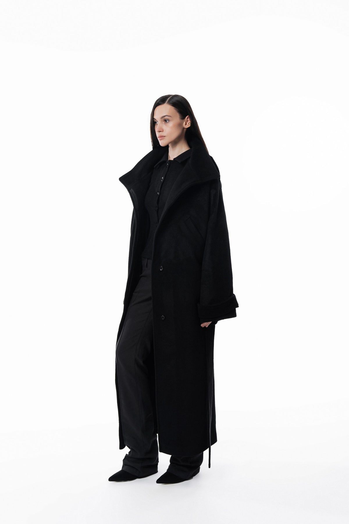 Maxi high collar coat