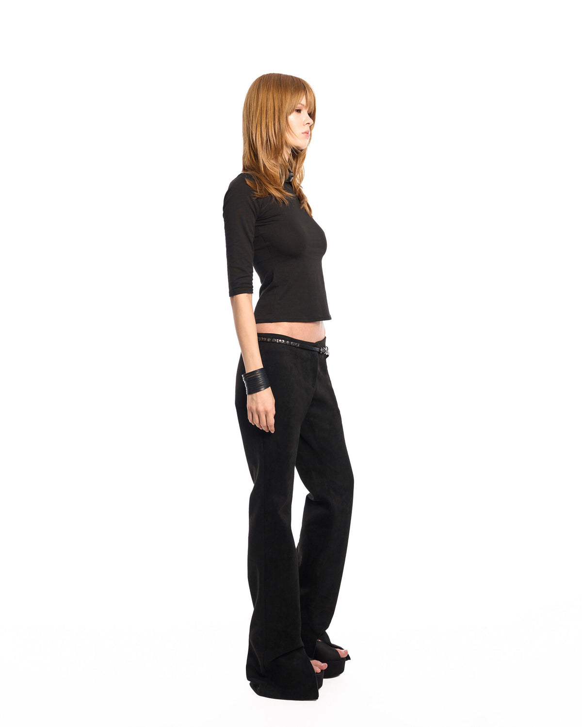 Suede low rise pants