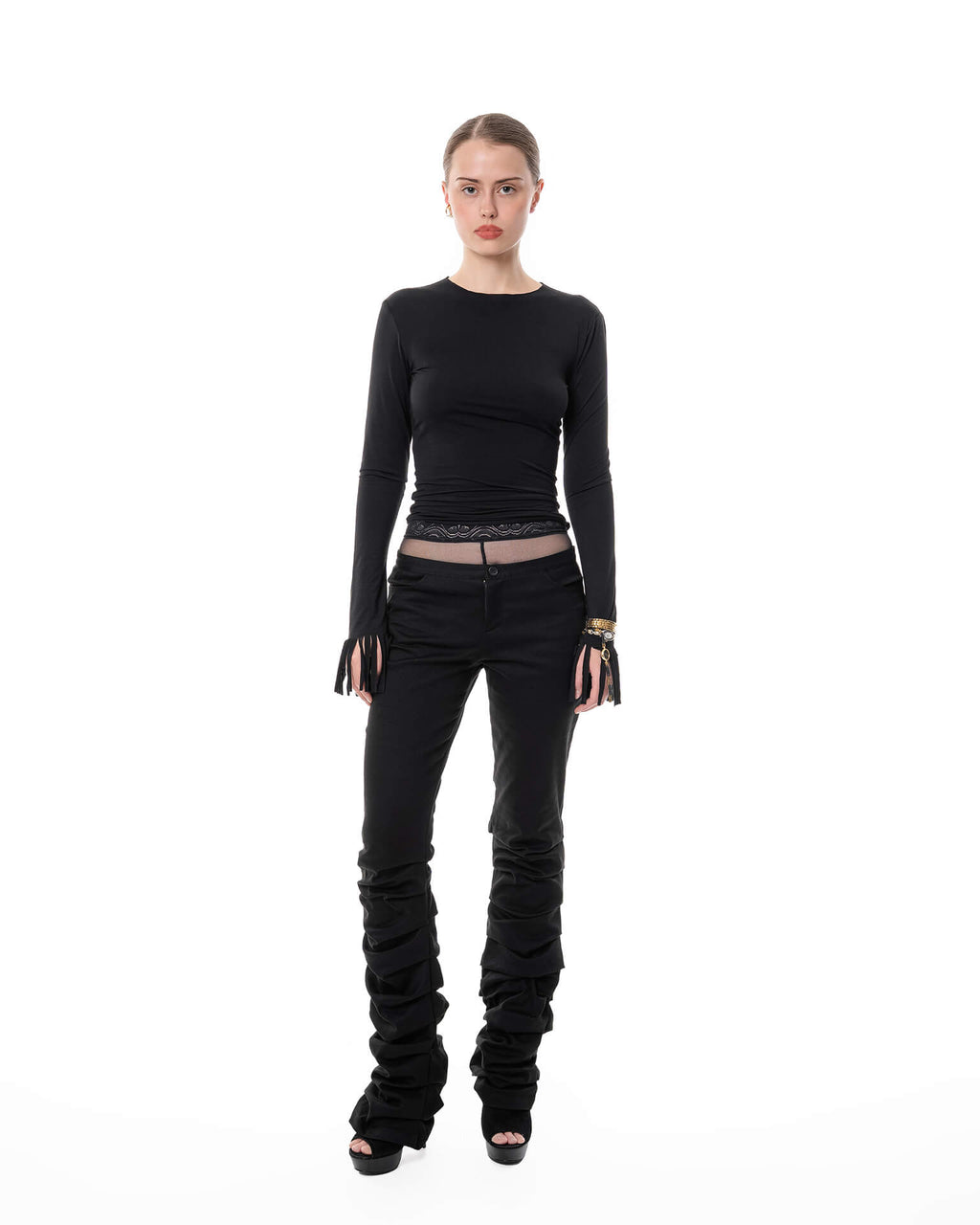 Black draped jeans