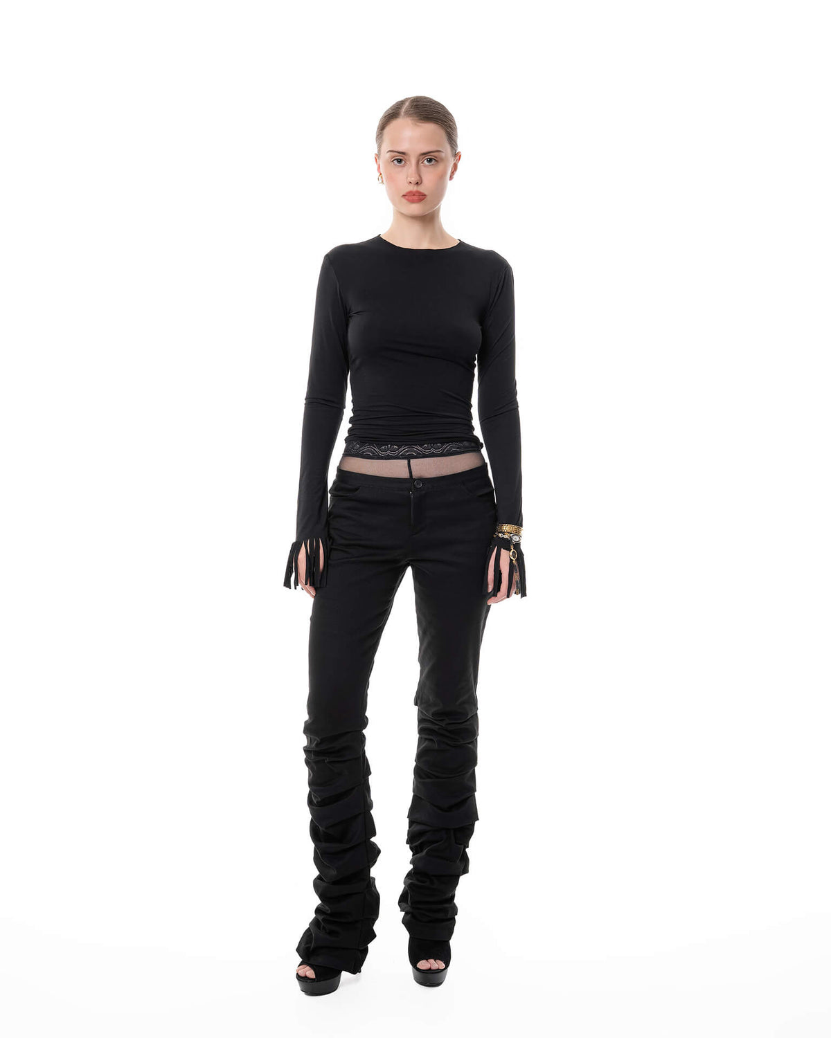 Black draped jeans