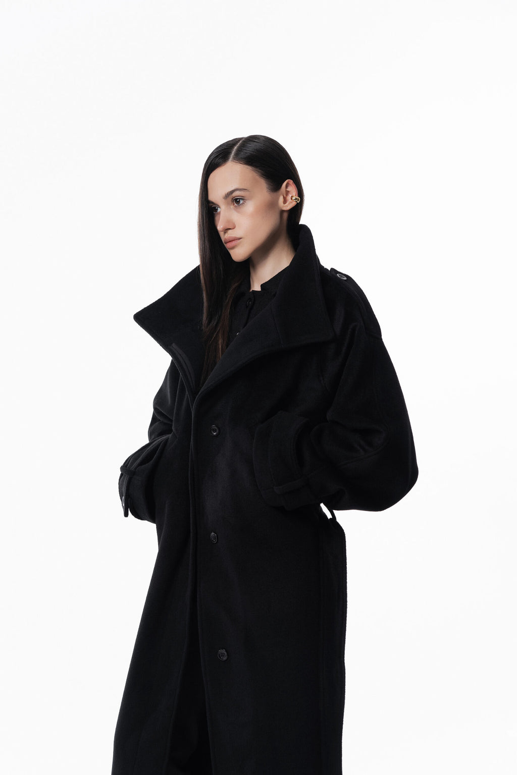 Maxi high collar coat