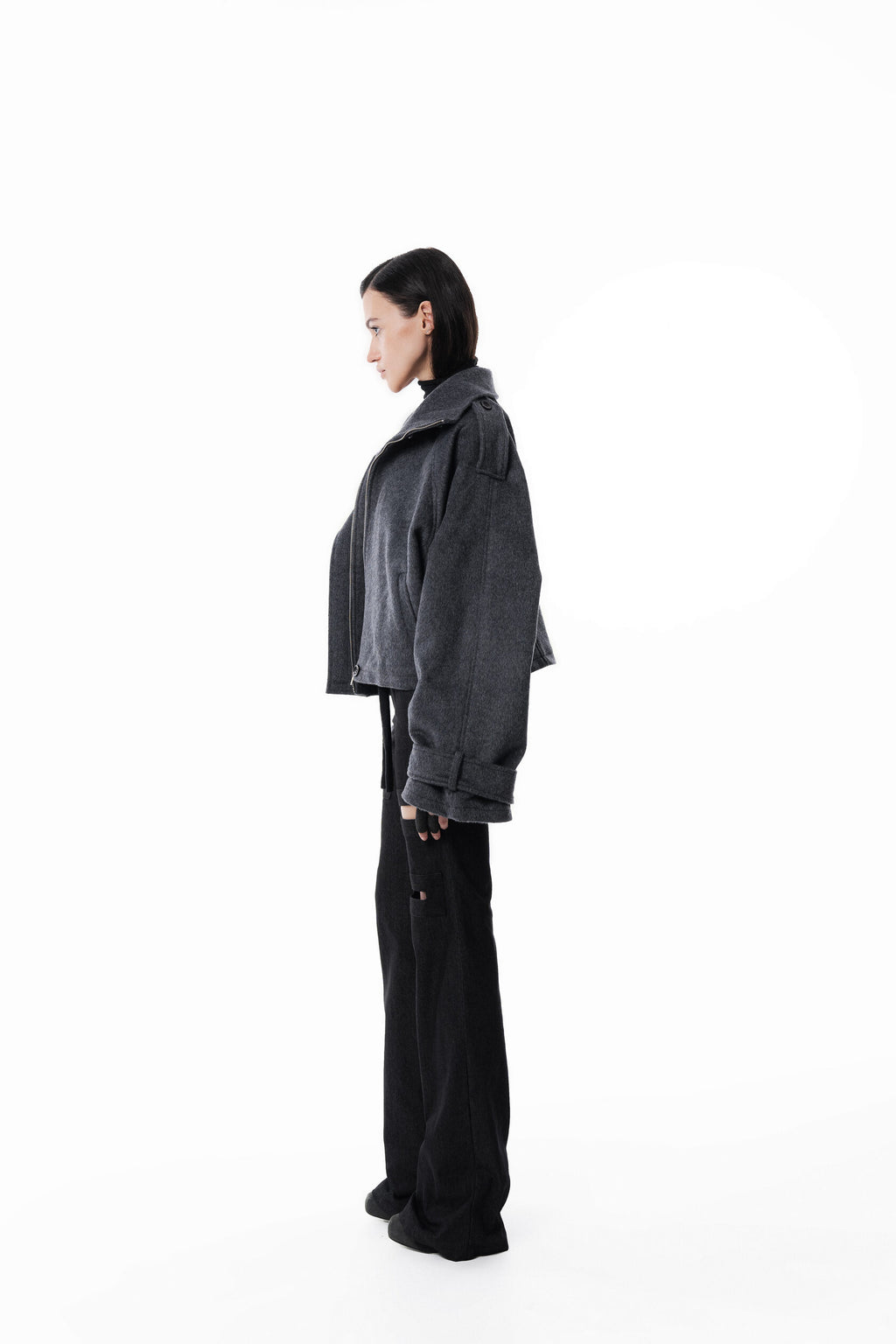 Gray High collar coat