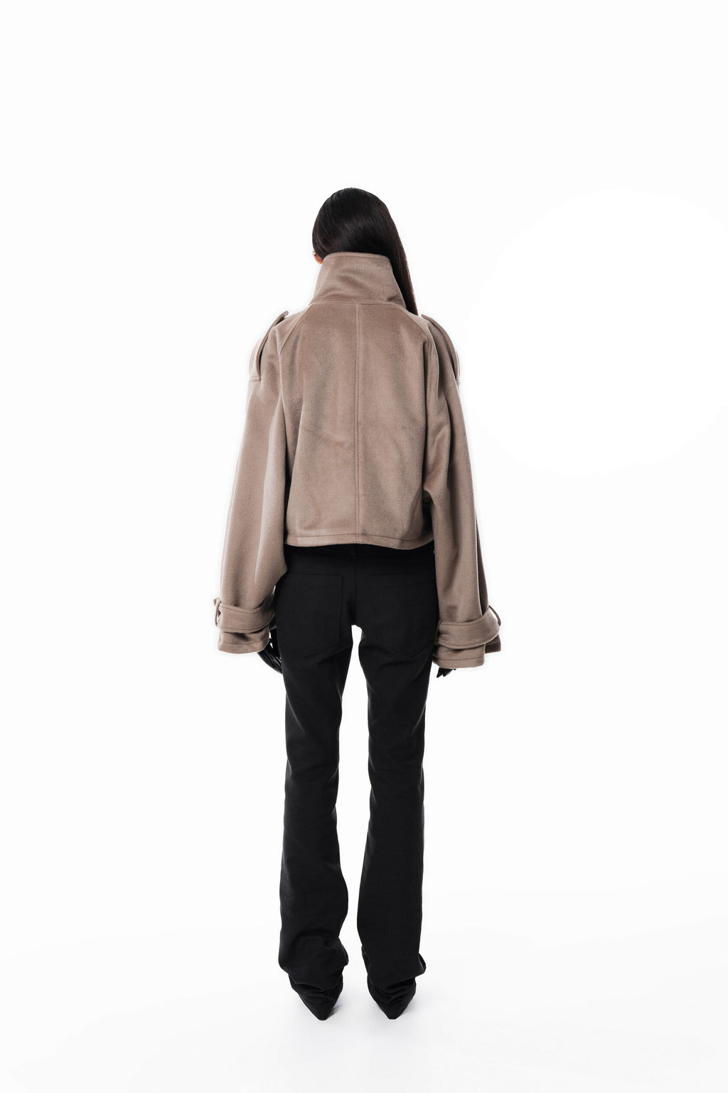 Beige High collar coat
