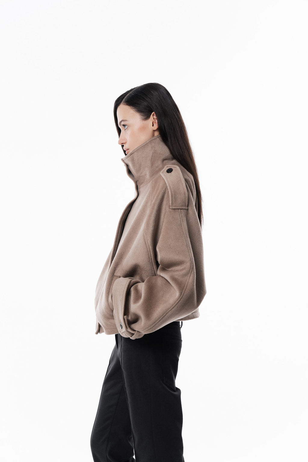Beige High collar coat
