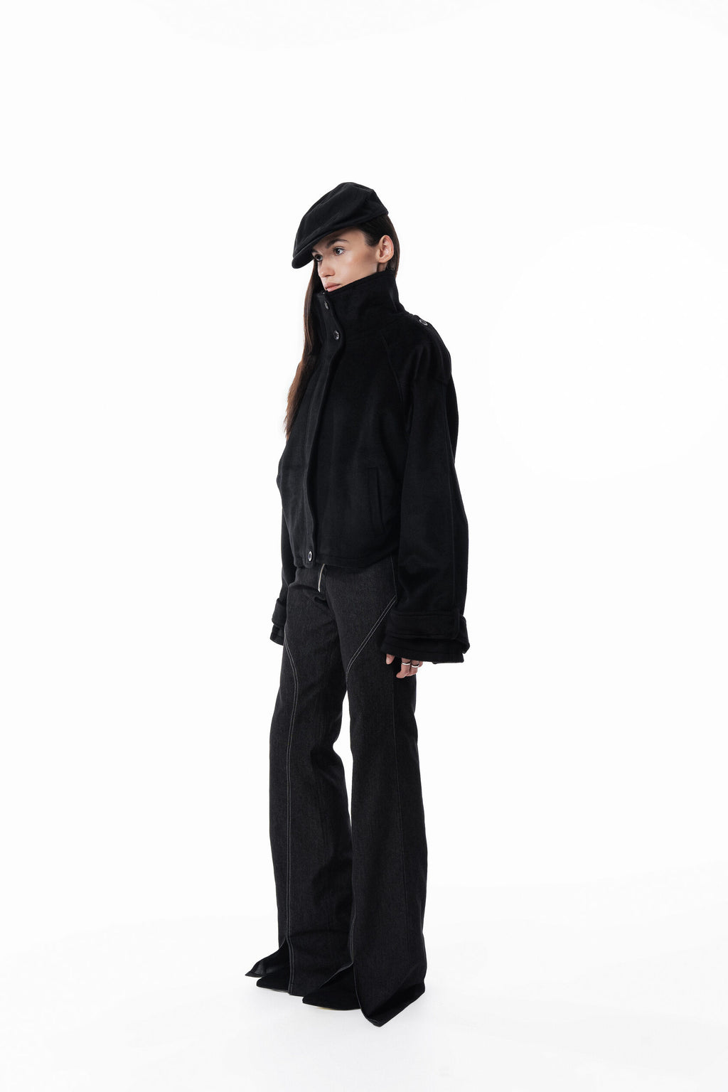 Black High collar coat