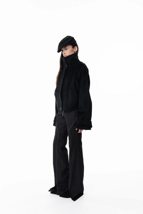 Black High collar coat