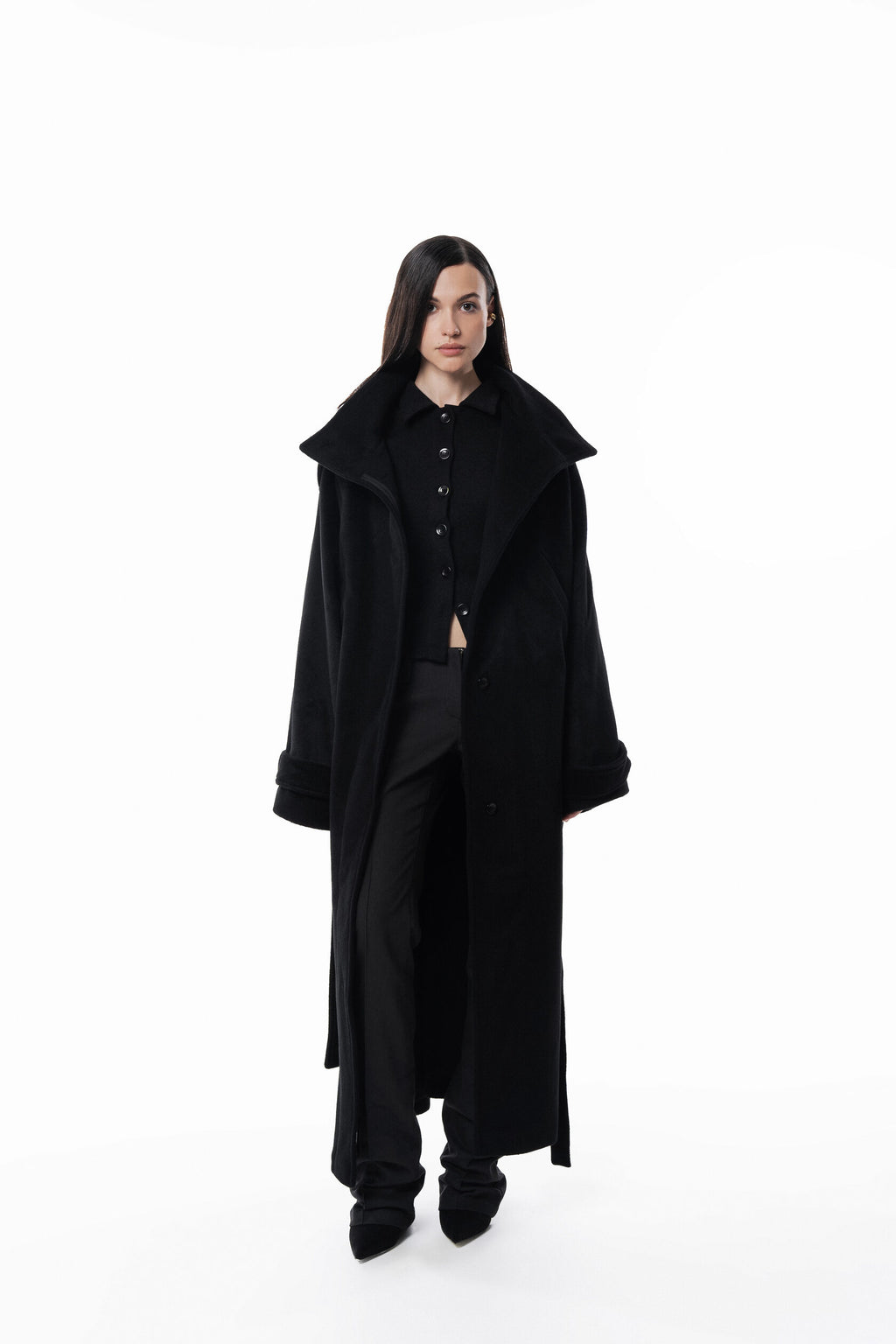 Maxi high collar coat