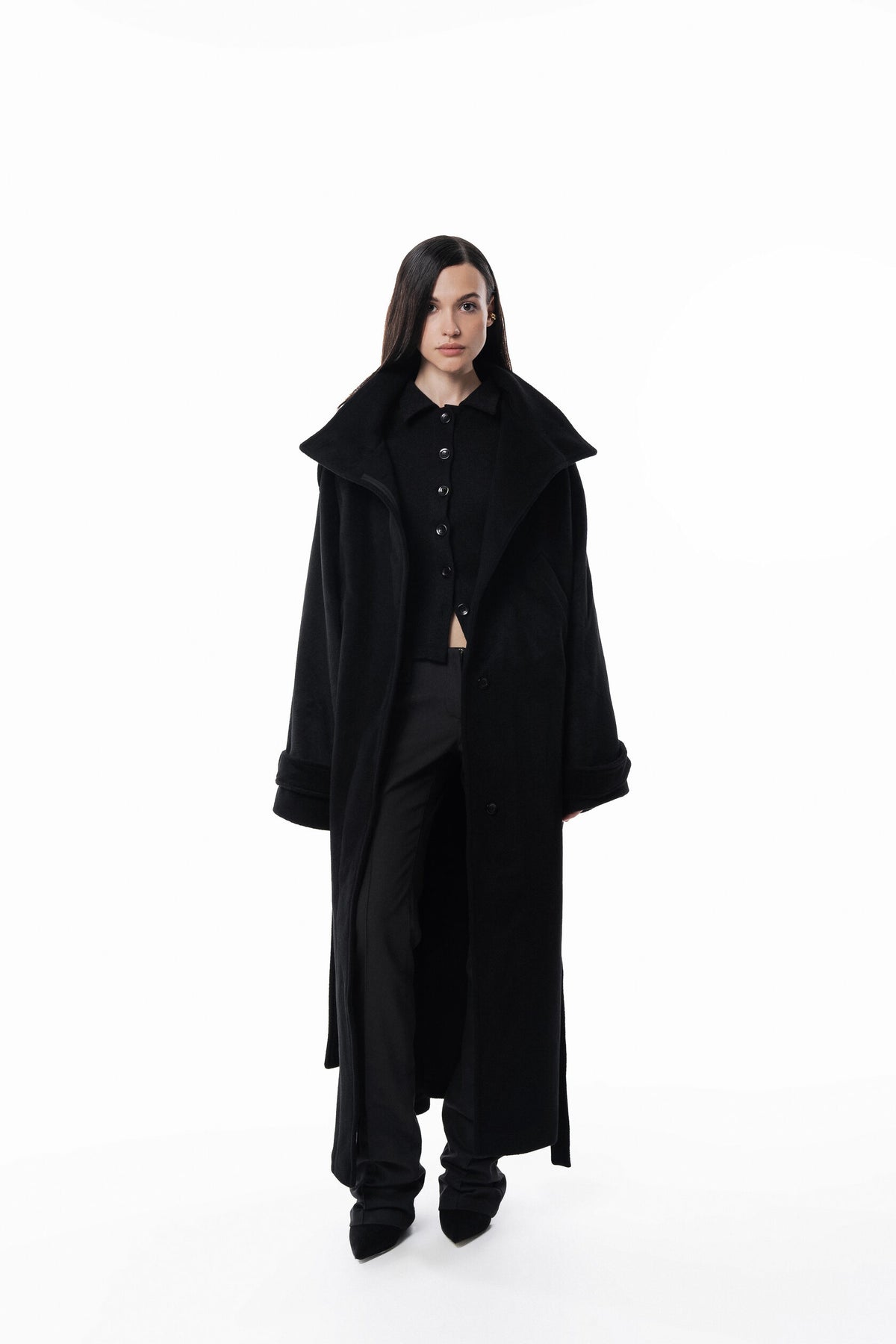 Maxi high collar coat