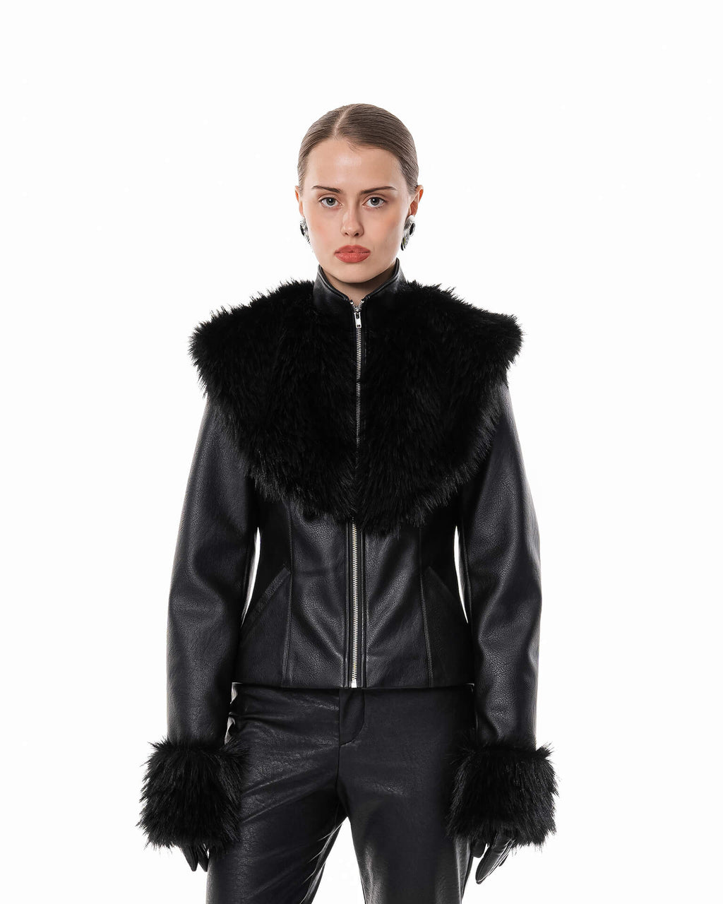 Fur leather jacket