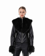 Fur leather jacket