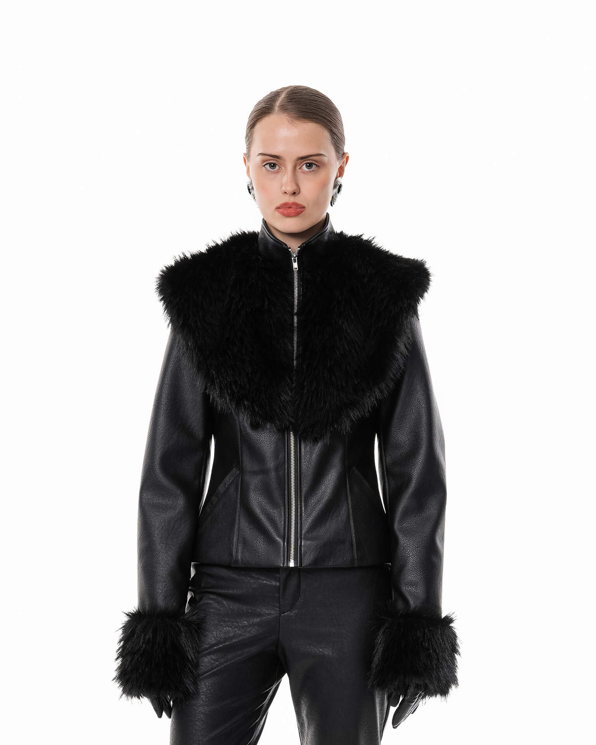 Fur leather jacket