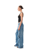 Washed distressed denim