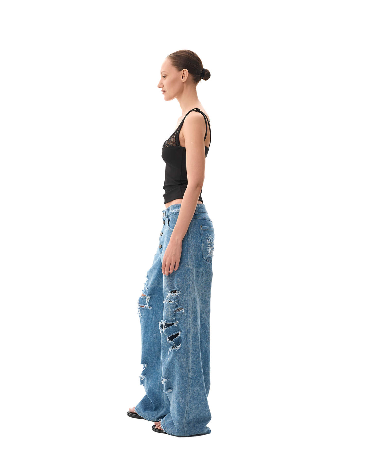 Washed distressed denim