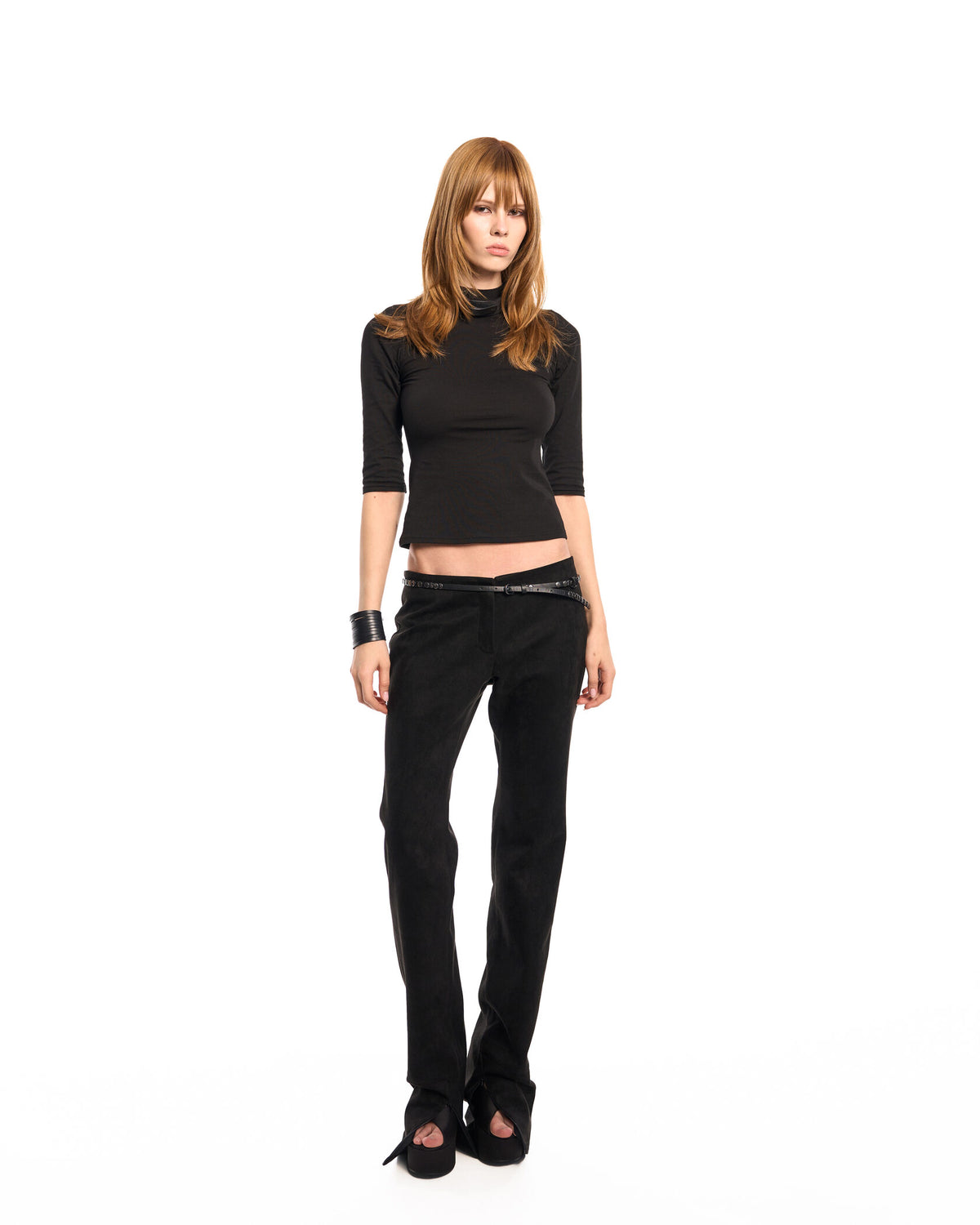 Suede low rise pants