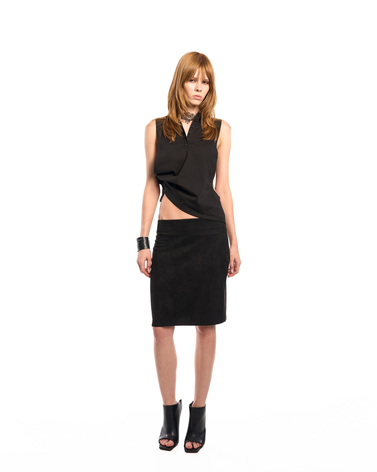 Suede mini skirt