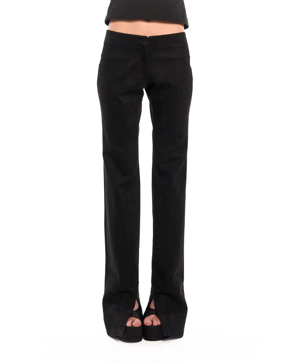 Suede low rise pants