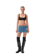 Washed distressed shorts