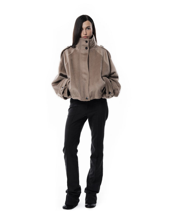 Beige High collar coat
