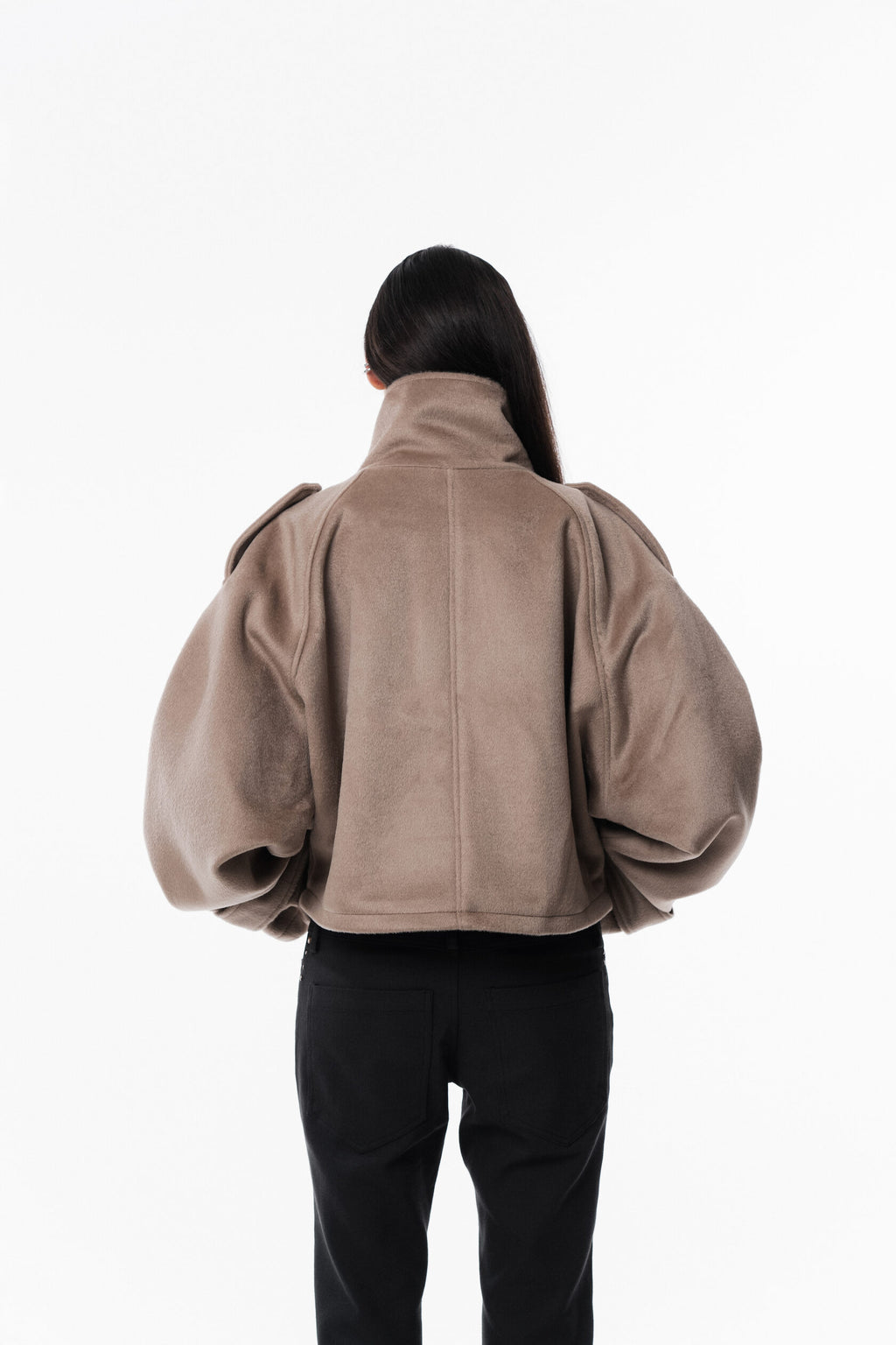 Beige High collar coat