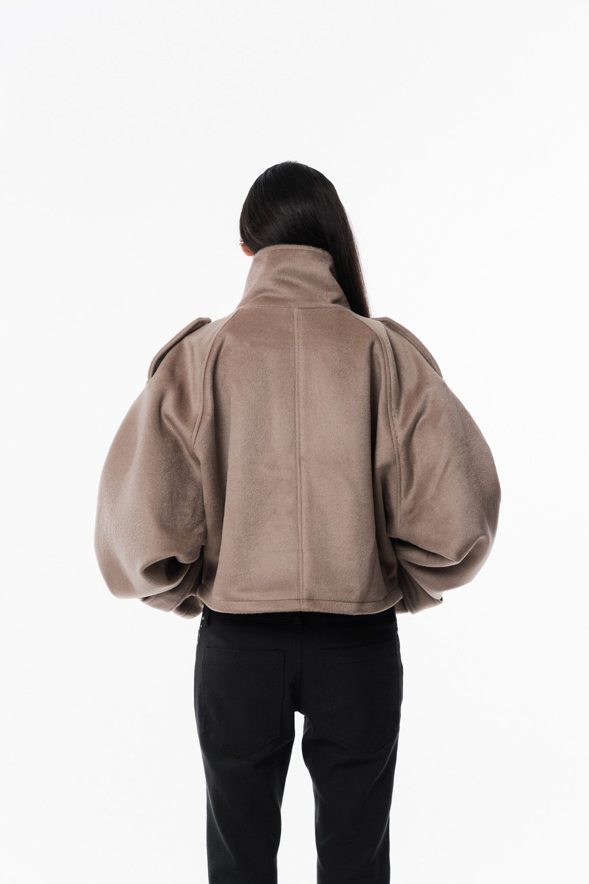 Beige High collar coat
