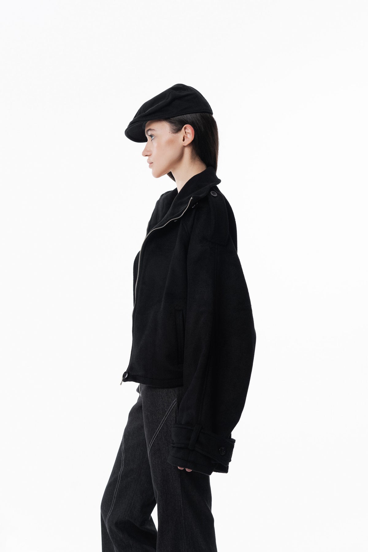 Black High collar coat